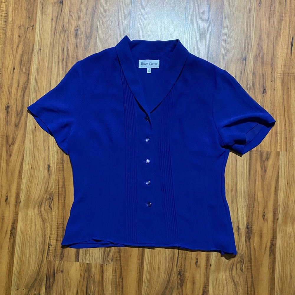 Danny & Nicole Women’s Short Sleeve High Low Pleated Button Up Dress Jacket 14